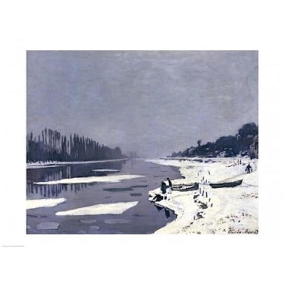 Posterazzi BALXIR18889LARGE Ice on The Seine at Bougival C.1864-69 Poster Print by Claude Monet - 36 x 24 in. - Large