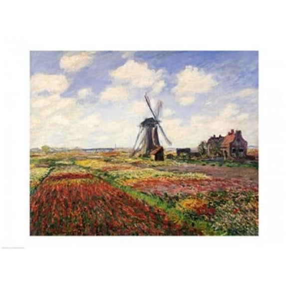 Posterazzi BALXIR37019 Tulip Fields with The Rijnsburg Windmill 1886 Poster Print by Claude Monet - 24 x 18 in.