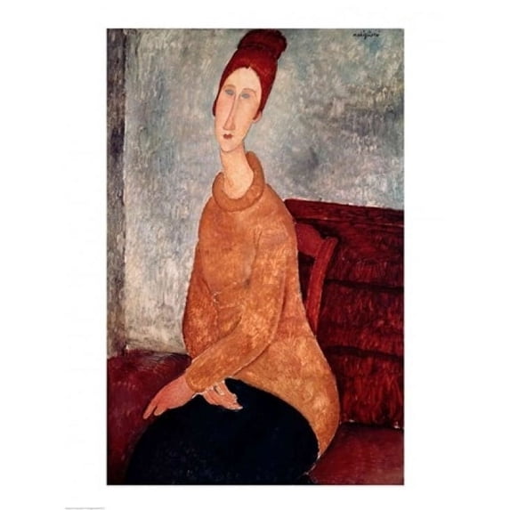 Posterazzi BALXIR43777LARGE Jeanne Hebuterne in A Yellow Jumper 1918-19 Poster Print by Amedeo Modigliani - 24 x 36 in. - Large