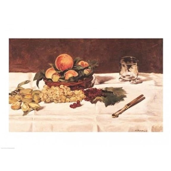 Posterazzi BALXIR73588LARGE Still Life - Fruit on A Table 1864 Poster Print by Edouard Manet - 36 x 24 in. - Large