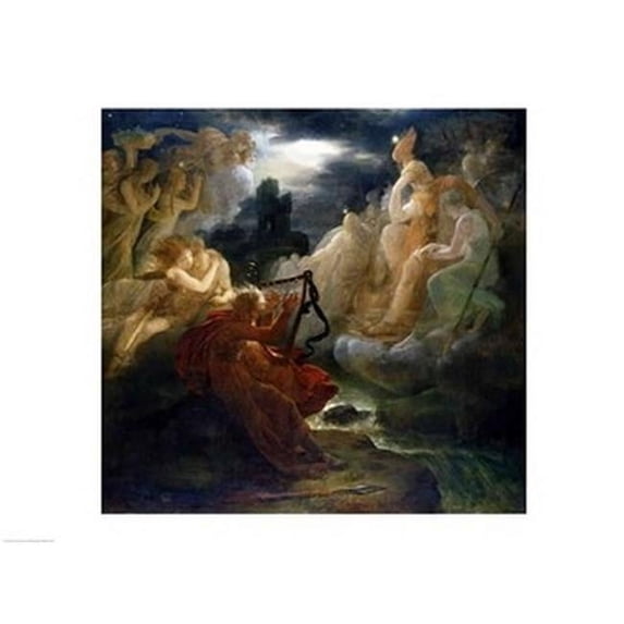 Posterazzi BALXKH146776LARGE On The Bank of The Lora Ossian Conjures Up A Spirit with The Sound of His Harp C1811 Print by Francois Gerard - 36 x 24 in. - Large