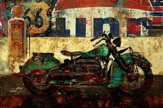 Posterazzi BIKE ROUTE 66 I Canvas Art - Eric Yang (12 x 18)
