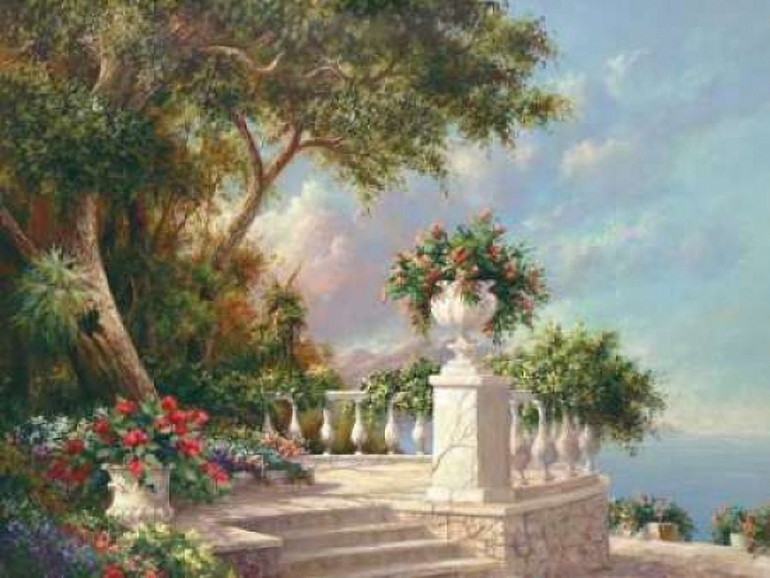 Posterazzi Balcony at Lake Como Canvas Art - Art Fronckowiak (22 x 28)