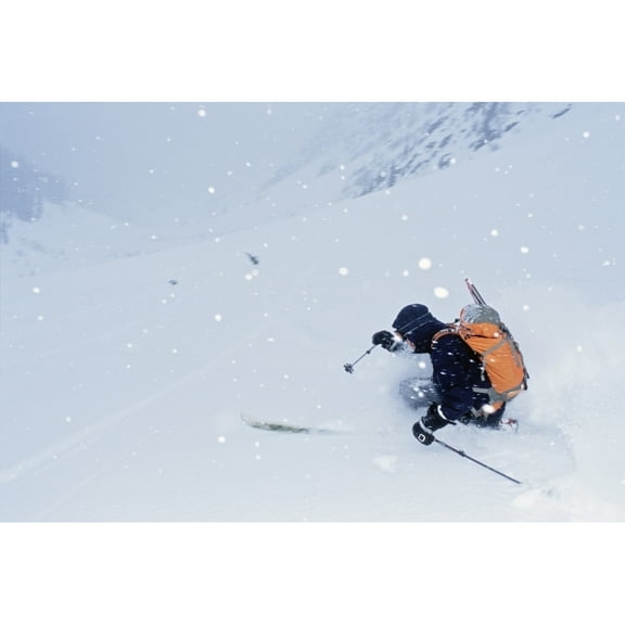 Posterazzi DPI1842663 Balu Pass British Columbia Canada - Downhill Skiing in Snowstorm Poster Print, 18 x 12