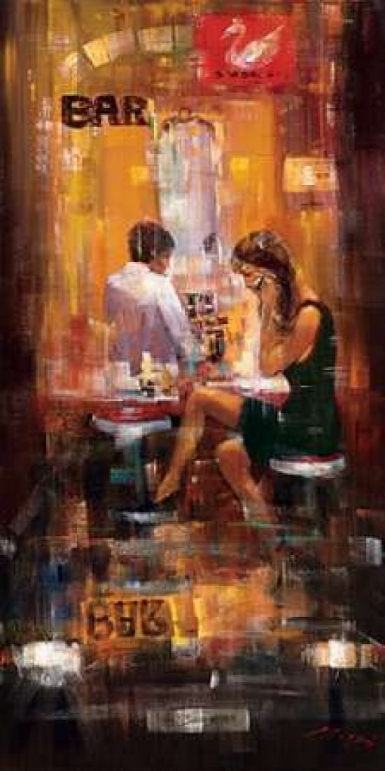Posterazzi Bar Scene II Canvas Art - Madjid (24 x 48)