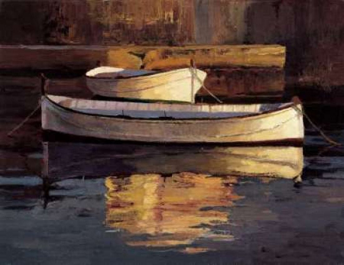 Posterazzi Barcas al Atardecer Canvas Art - Poch Romeu (22 x 28)