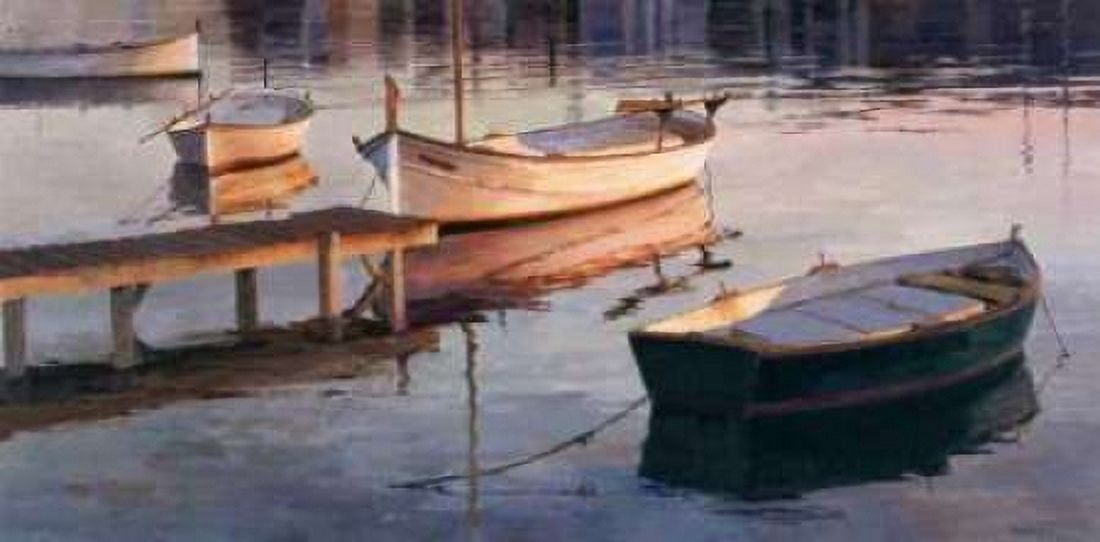 Posterazzi Barques al Port Canvas Art - Poch Romeu (24 x 48)