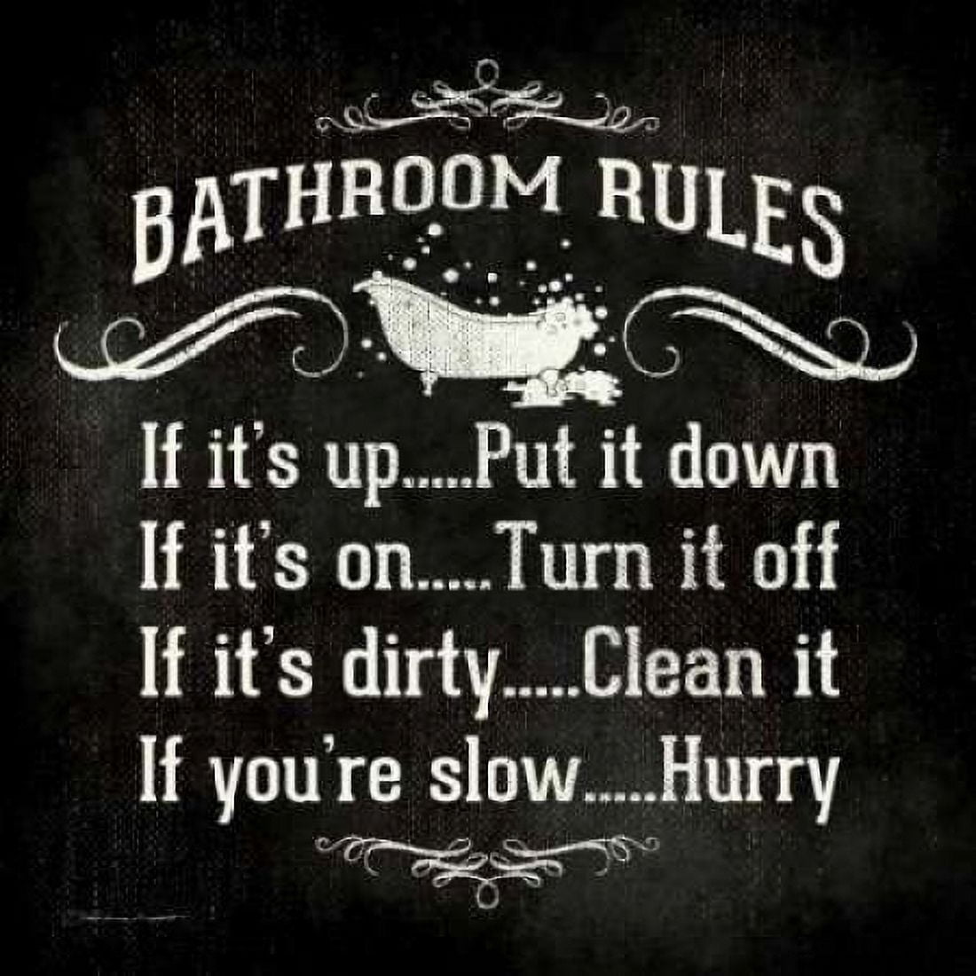 Posterazzi Bathroom Rules - Black Canvas Art - Stephanie Marrott (24 x 24)