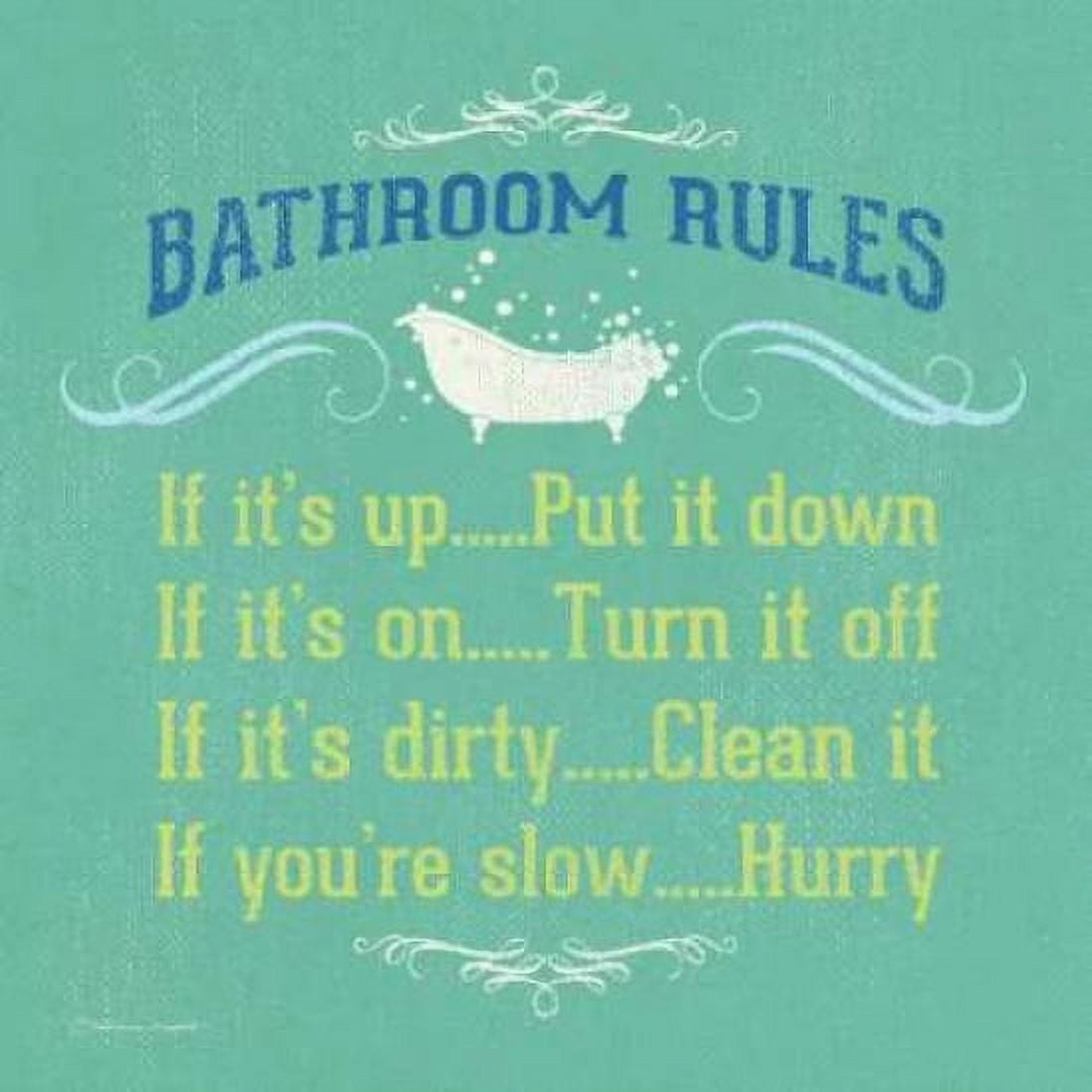 Posterazzi Bathroom Rules - Green Canvas Art - Stephanie Marrott (24 x 24)