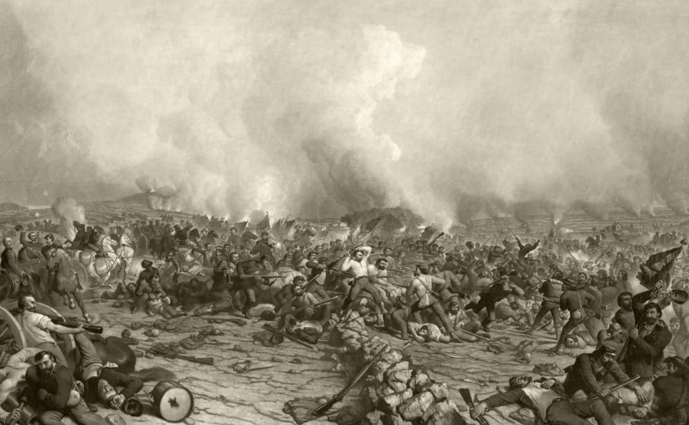 Posterazzi The Battle Of Gettysburg July 1 To 3 1863 After A 19Th Century Print Engraved By John Sartain From A Painting By PF Rothermel Canvas Art - Ken Welsh Design Pics (36 x 22)