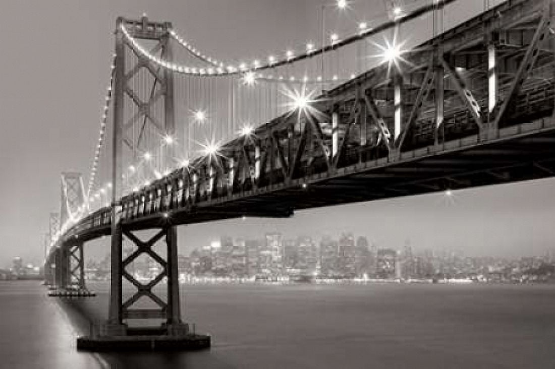 Posterazzi Bay Bridge at Night Canvas Art - Aaron Reed (24 x 36)