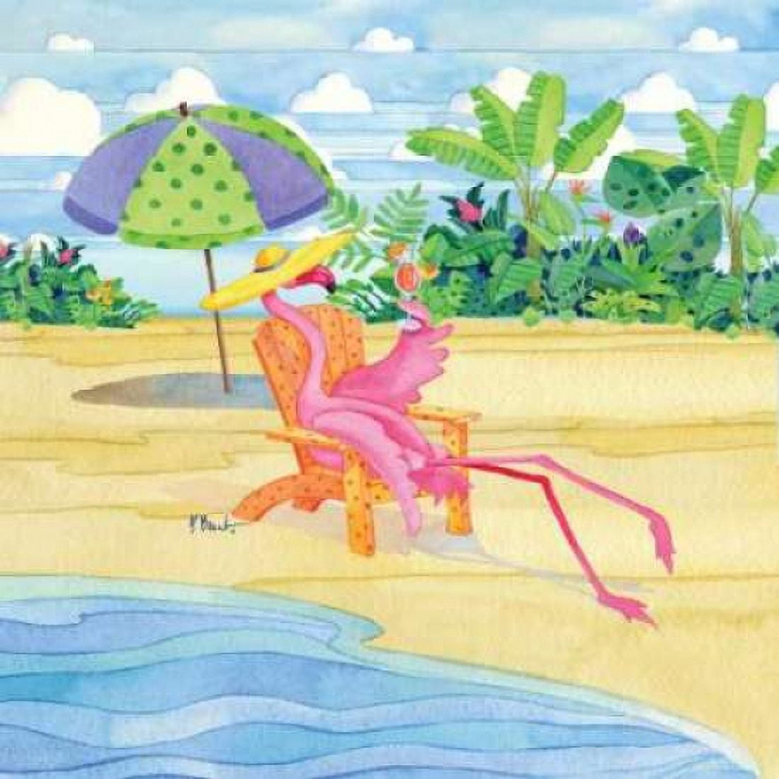 Posterazzi Beach Chair Flamingo Canvas Art - Paul Brent (24 x 24)