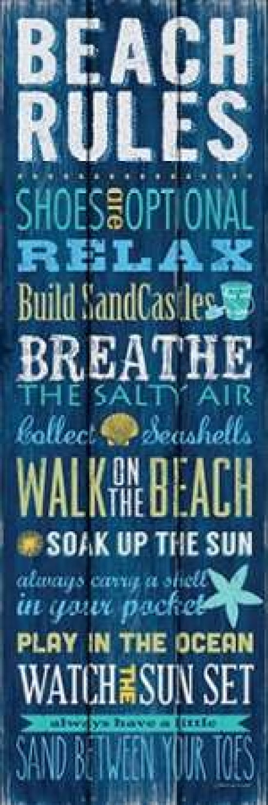 Posterazzi Beach Rules Canvas Art - Stephanie Marrott (8 x 24)