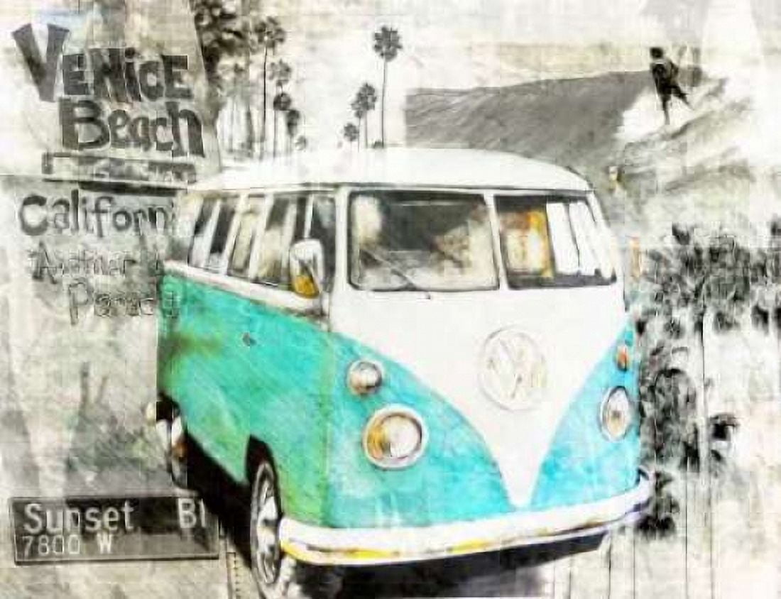Posterazzi Beach Van - green Canvas Art - Bresso Sola (22 x 28)