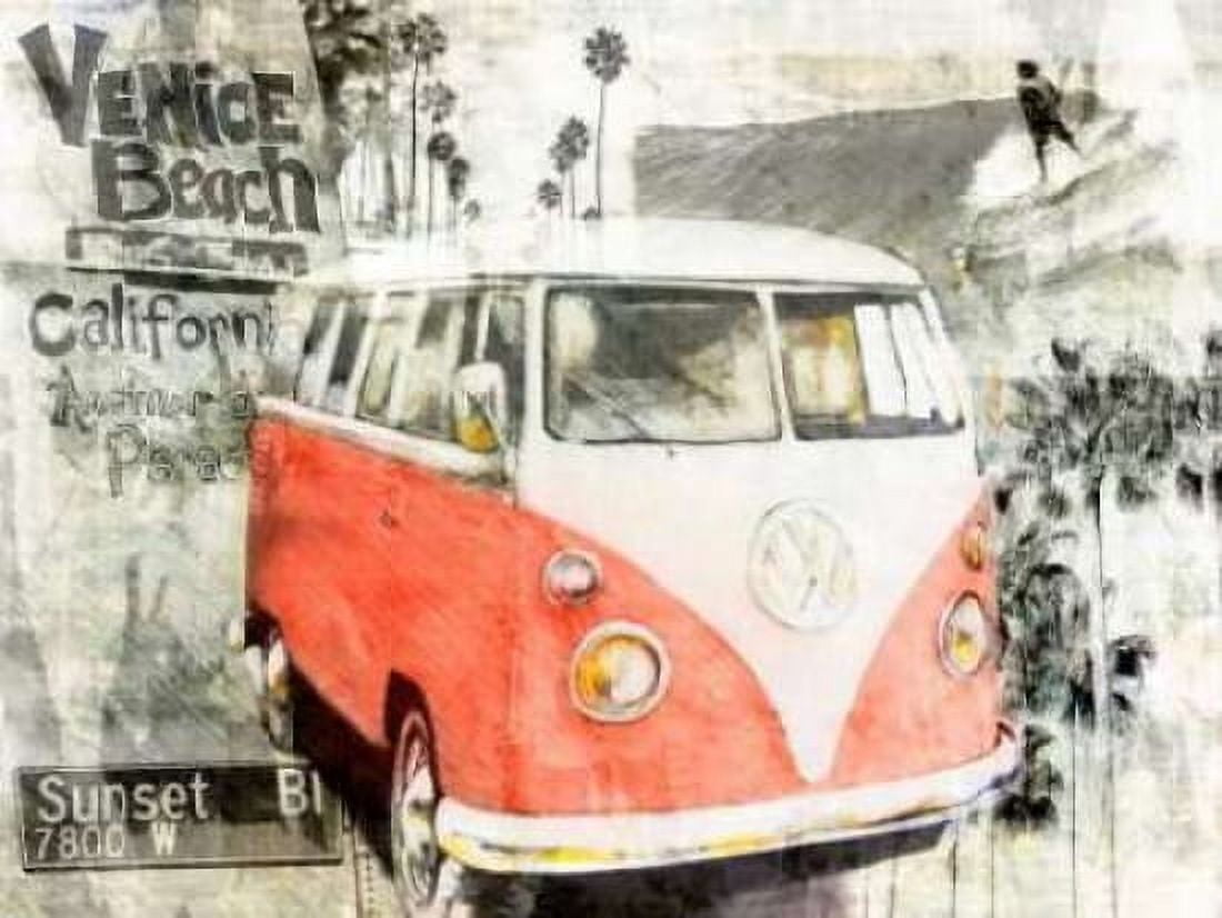 Posterazzi Beach Van - red Canvas Art - Bresso Sola (18 x 24)