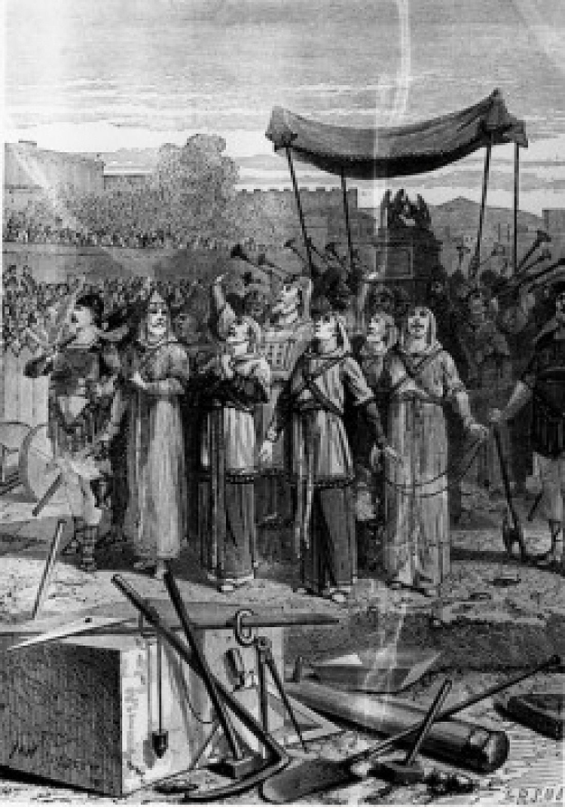 Posterazzi Bible Architects Building and Buildings of the Bible Cities - The Rebuilding of the Temple by Edward van Dargent print Canvas Art - Edward van Dargent (24 x 36)