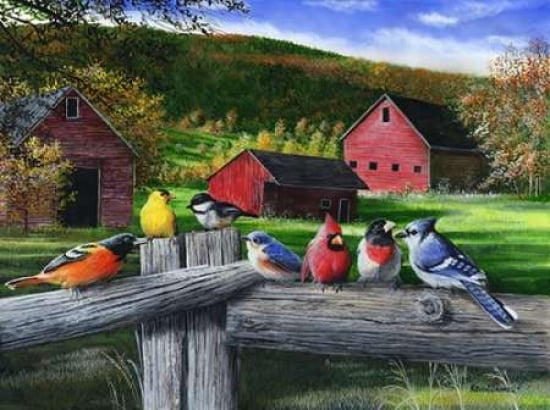 Posterazzi Birds at the Barn Canvas Art - Kevin Daniel (18 x 24)