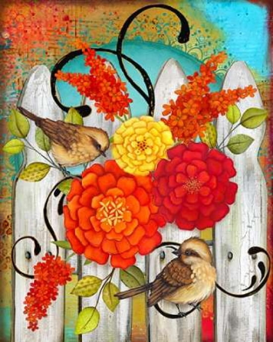 Posterazzi Birds on a Fence II Canvas Art - Lisa Keys (24 x 30)