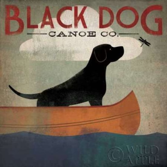 Posterazzi Black Dog Canoe Canvas Art - Ryan Fowler (24 x 24)