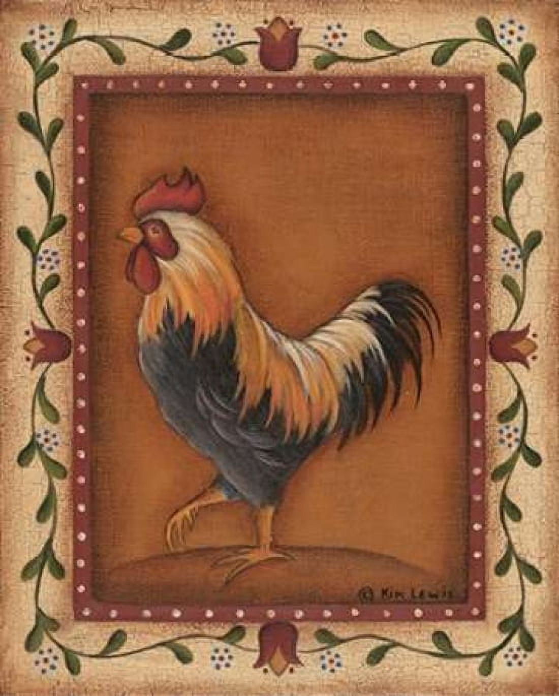 Posterazzi Black Rooster Canvas Art - Kim Lewis (24 x 30)