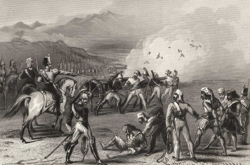 Posterazzi Blowing Mutinous Sepoys From The Guns From The History Of The Indian Mutiny Published 1858 Canvas Art - Ken Welsh  Design Pics (34 x 22)
