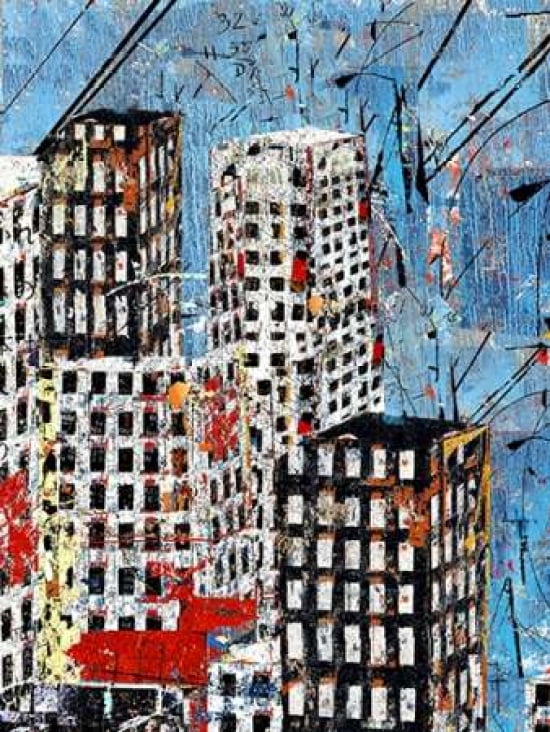 Posterazzi Blue Black and White Cityscape Canvas Art - Daryl Thetford (18 x 24)