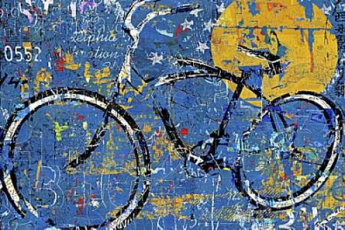 Posterazzi Blue Graffiti Bike Canvas Art - Daryl Thetford (24 x 36)