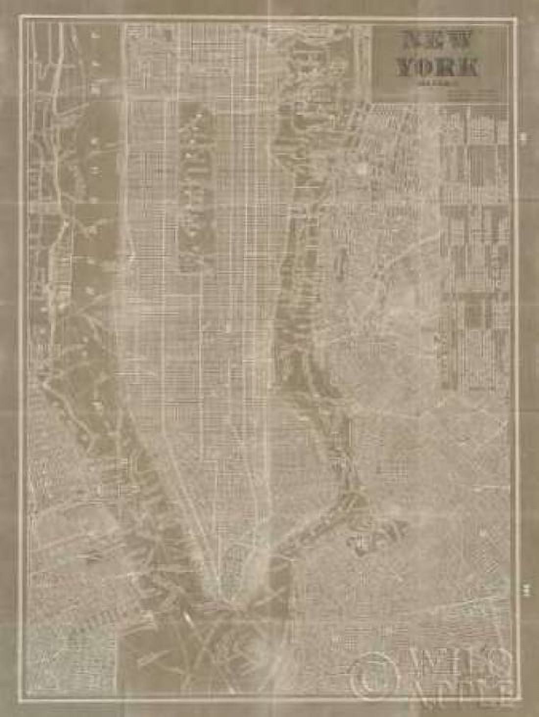 Posterazzi Blueprint Map New York Taupe Canvas Art - Sue Schlabach (22 x 28)