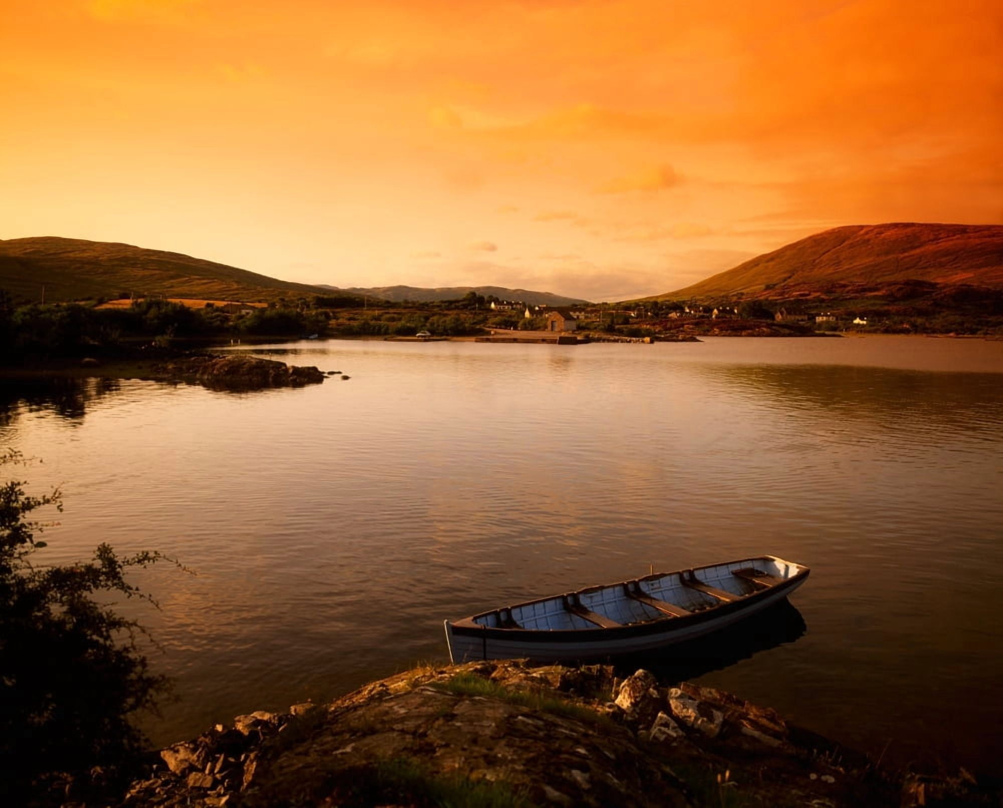 Posterazzi Boat At Maam Cross Co Galway Ireland Canvas Art - The Irish Image Collection Design Pics (34 x 26)