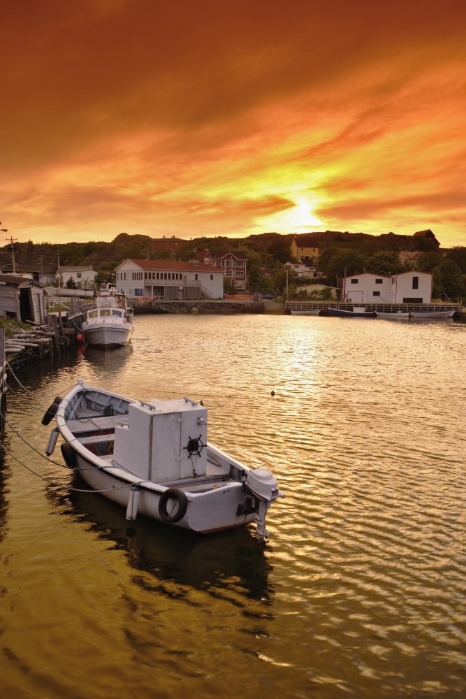 Posterazzi Boat In Harbour Of Quidi Vidi Village St Johns Newfoundland Canvas Art - Yves Marcoux Design Pics (22 x 34)