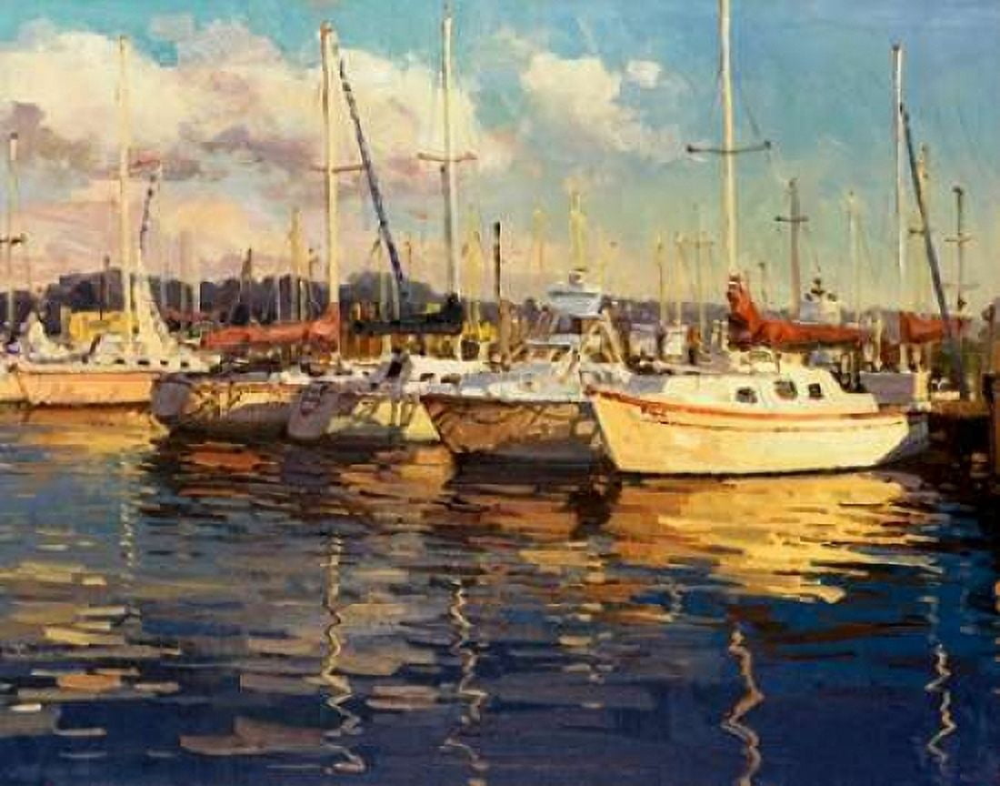 Posterazzi Boats on Glassy Harbor Canvas Art - Furtesen (24 x 30)