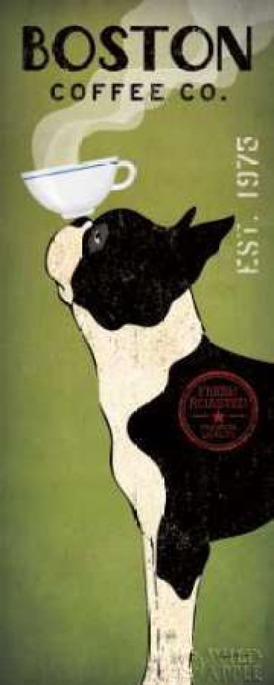 Posterazzi Boston Terrier Coffee Co Canvas Art - Ryan Fowler (24 x 48)