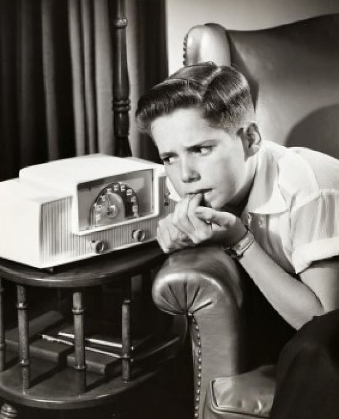 Posterazzi Boy listening to the radio Canvas Art - (24 x 36)