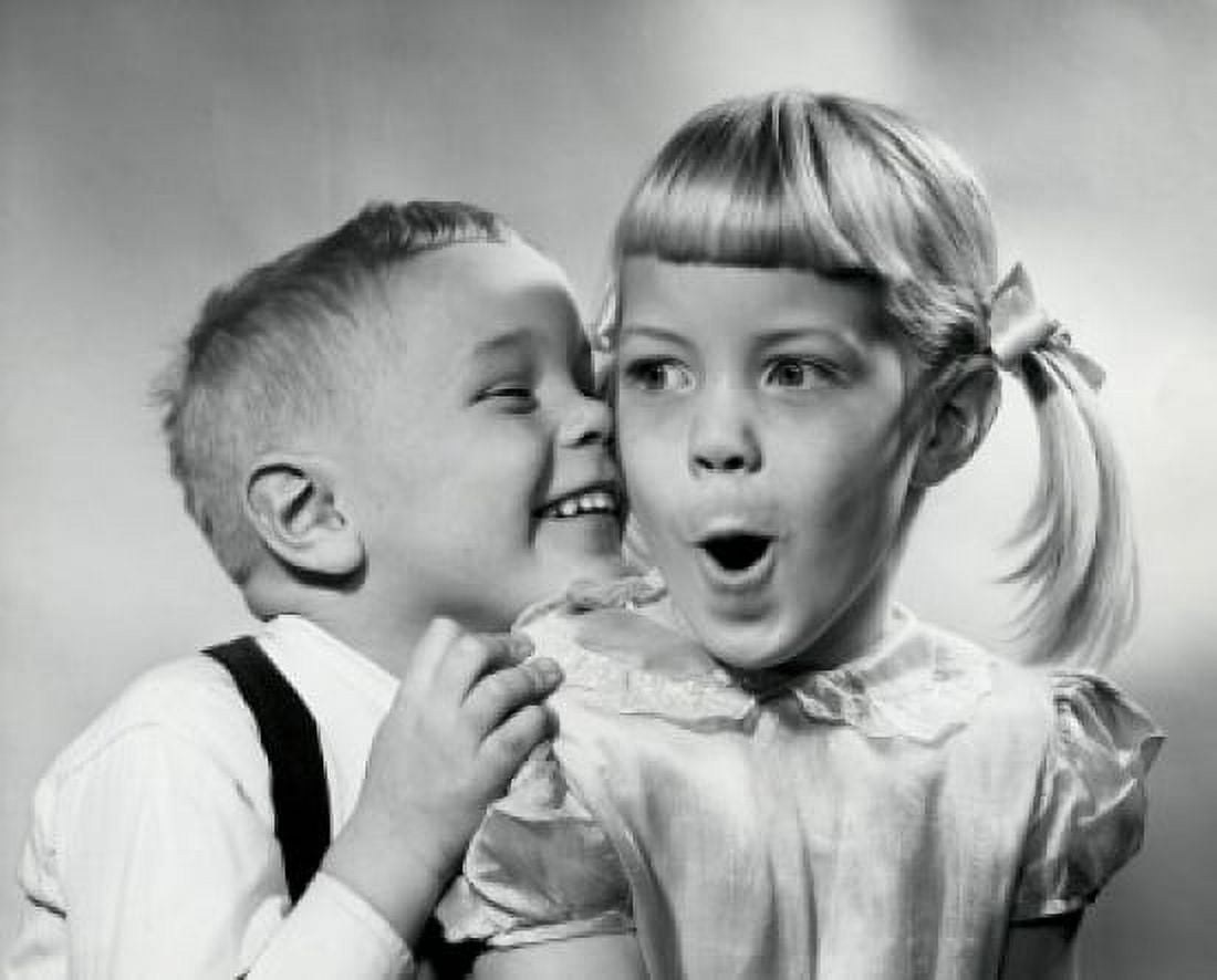 Posterazzi Boy whispering to a girl Canvas Art - (24 x 36)