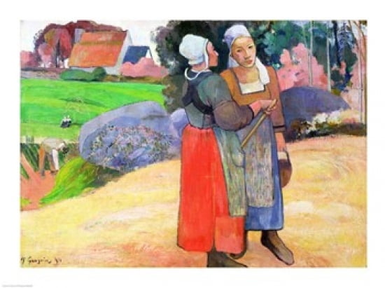 Posterazzi Breton Peasants 1894 Canvas Art - Paul Gauguin (36 x 24)