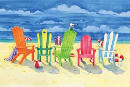 Posterazzi Brighton Chairs Canvas Art - Paul Brent (20 x 28)
