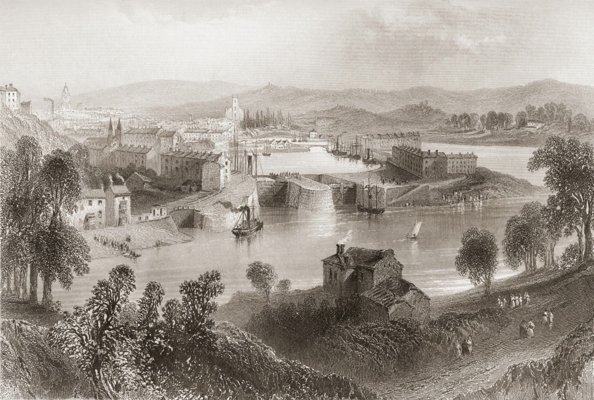 Posterazzi Bristol England In The Early 19Th Century From The History Of England Published 1859 Canvas Art - Ken Welsh Design Pics (36 x 24)