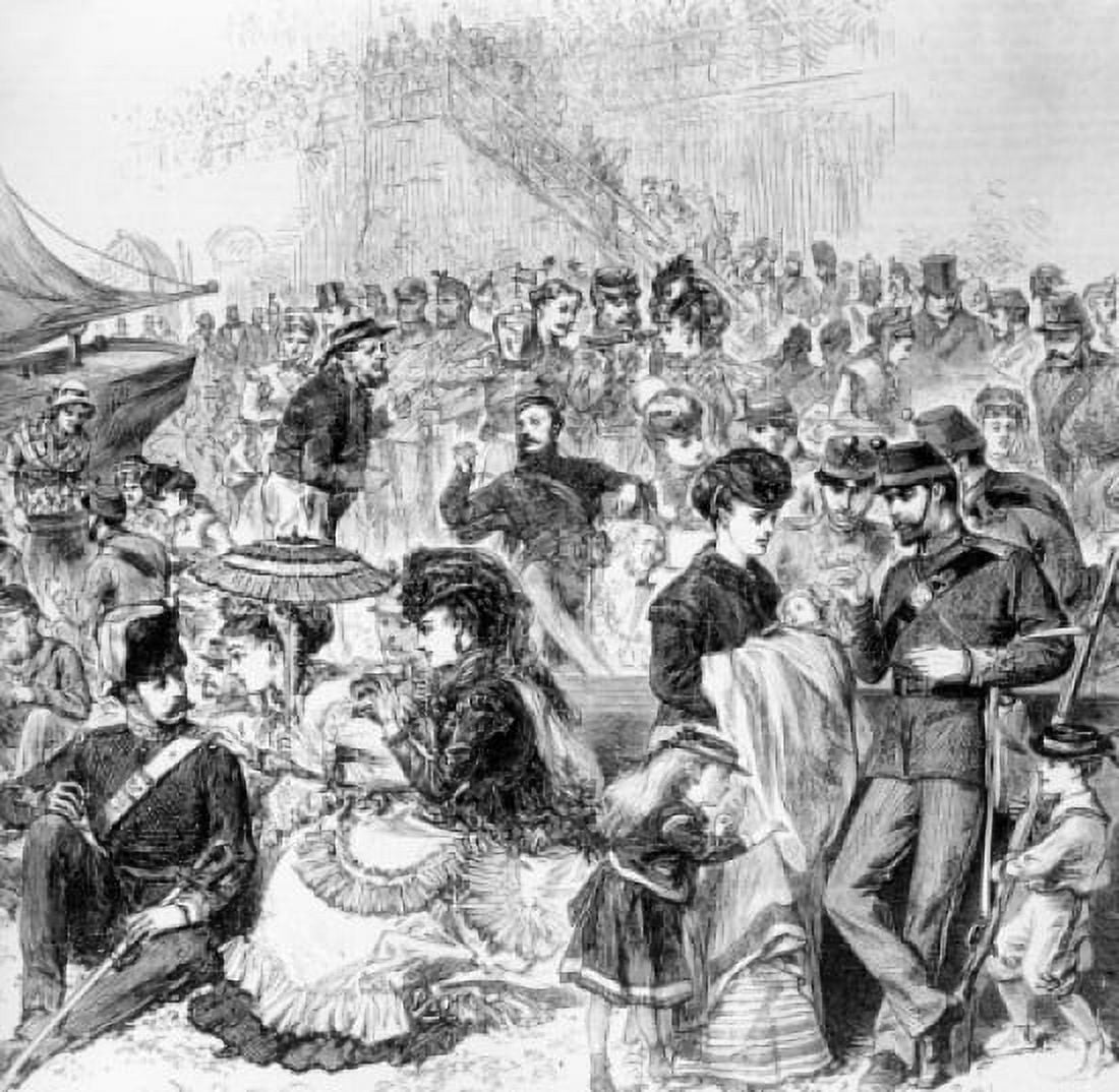 Posterazzi Britishers Crowding Beach at Brighton on Easter 1870 Canvas Art -  (24 x 36)