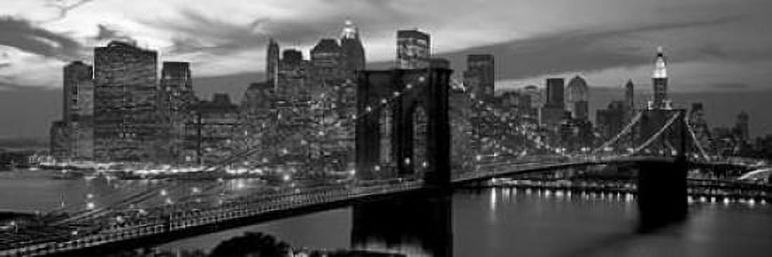 Posterazzi Brooklyn Bridge and Skyline Canvas Art - Richard Berenholtz (12 x 36)