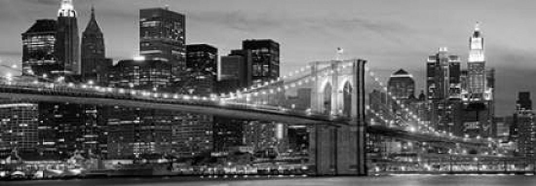 Posterazzi Brooklyn Bridge at Night Canvas Art - Anonymous (24 x 48)