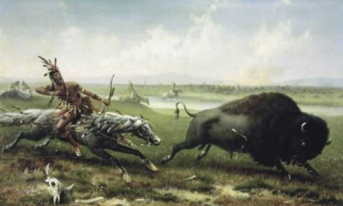 Posterazzi Buffalo Hunt Frederick Walker (1840-1875 British) Canvas Art - Frederick Walker (24 x 36)