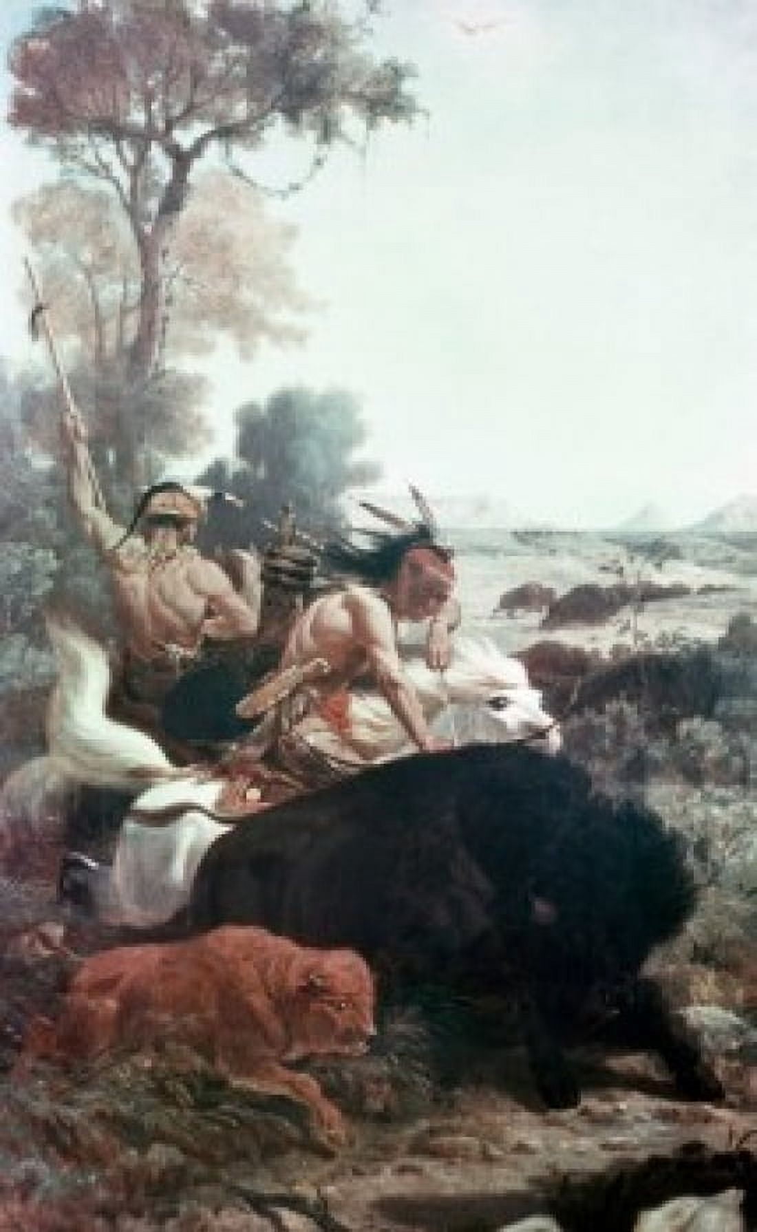 Posterazzi Buffalo Hunt by Indians by Charles Ferdinand Wimar (1828-1862) Canvas Art - Charles Ferdinand Wimar (24 x 36)