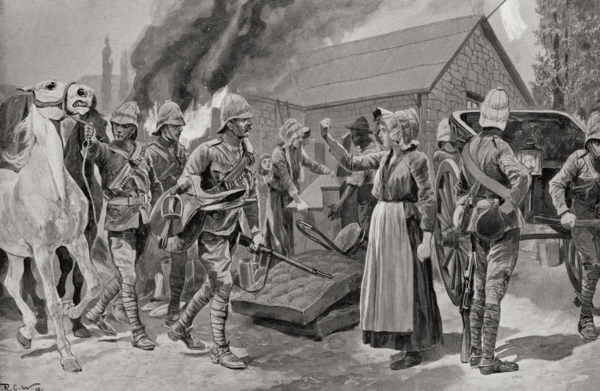 Posterazzi Burning The Farm Of A Treacherous Burgher During The Second Boer War From South Africa And The Transvaal War By Louis Creswicke Published 1900 Canvas Art - Ken Welsh Design Pics (36 x 22)