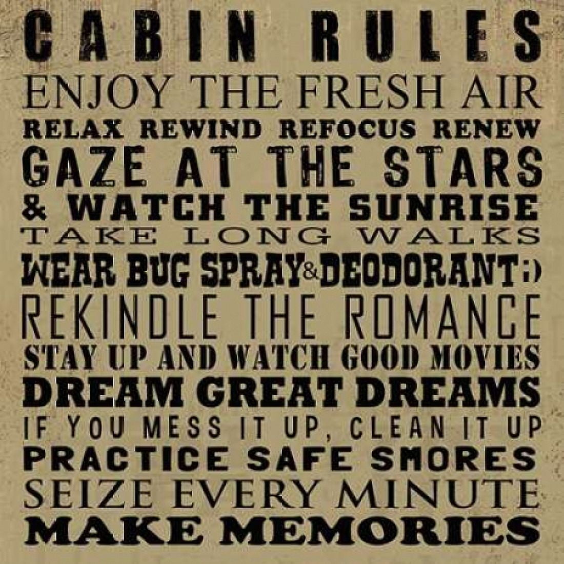 Posterazzi Cabin Rules Canvas Art - Jim Baldwin (24 x 24)