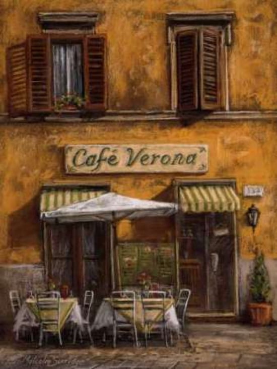 Posterazzi Cafe Verona Canvas Art - Malcolm Surridge (18 x 24)