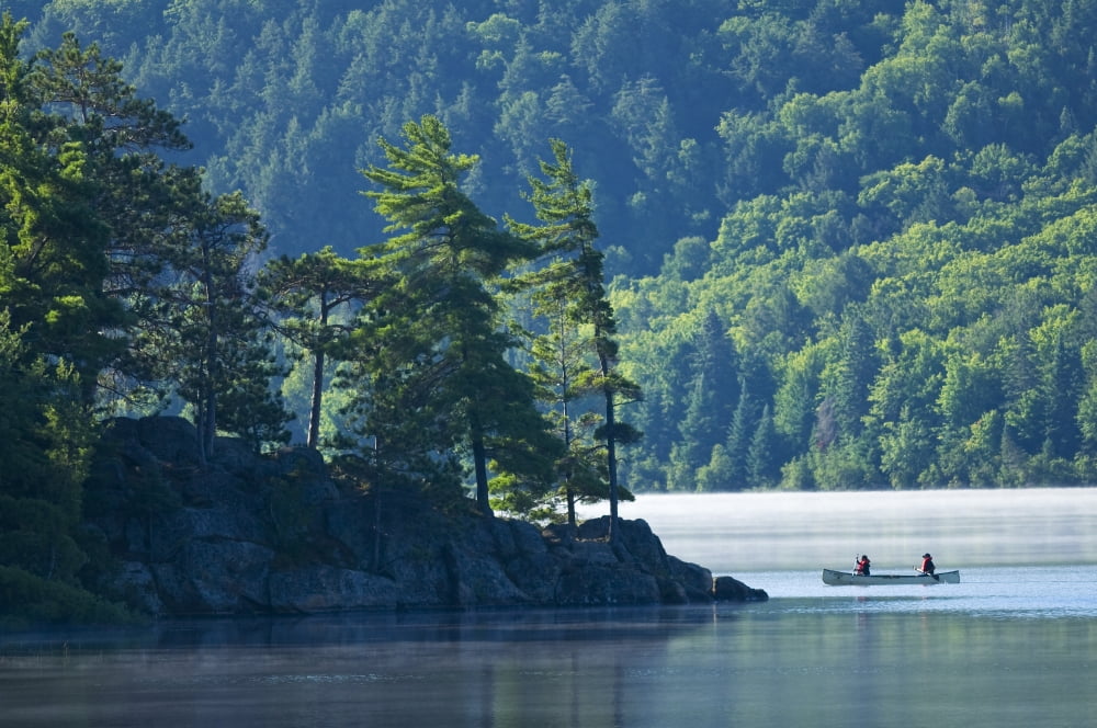 Posterazzi Canoeing On Lake Of Two Rivers Algonquin Provincial Park Ontario Canvas Art - Mike Grandmaison Design Pics (34 x 22)