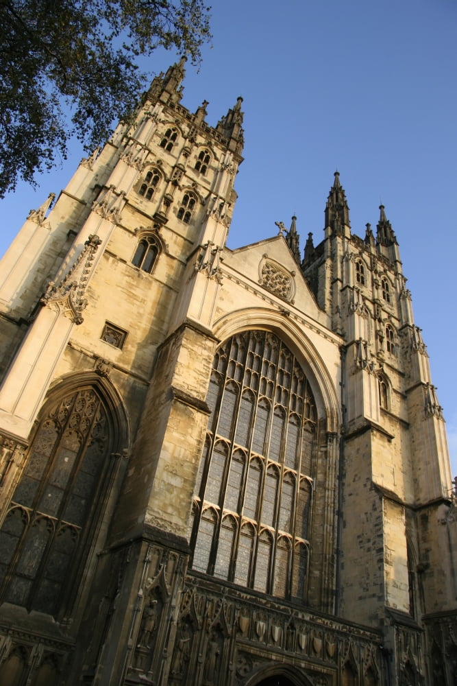 Posterazzi Canterbury Cathedral Low Angle View Canvas Art - Mark Thomas Design Pics (24 x 38)