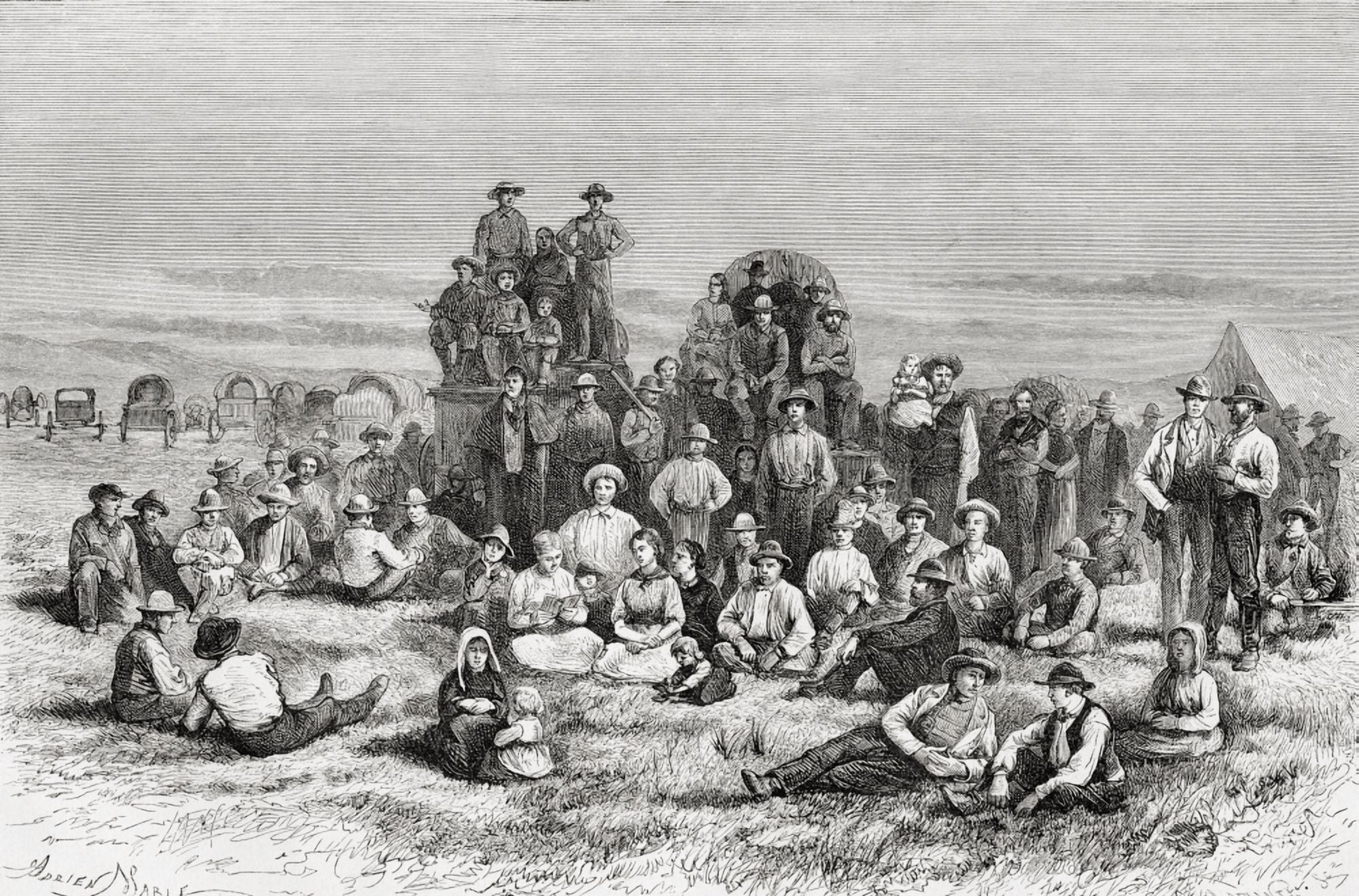 Posterazzi A Caravan Of Neophyte Mormons Camping In The Utah Desert America In The 19Th Nineteenth Century From El Mundo En La Mano Published 1875 Canvas Art - Ken Welsh Design Pics (36 x 22)