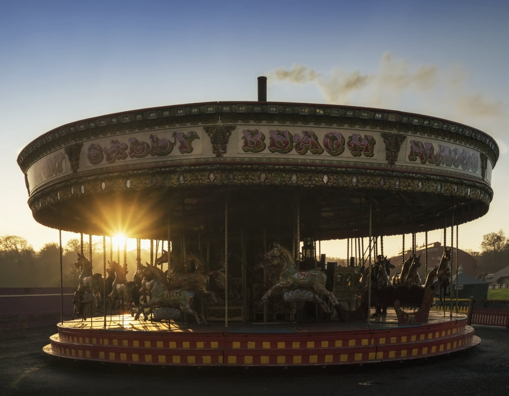 Posterazzi Carousel at a park at sunset Beamish Durham England Canvas Art - John Short Design Pics (32 x 24)