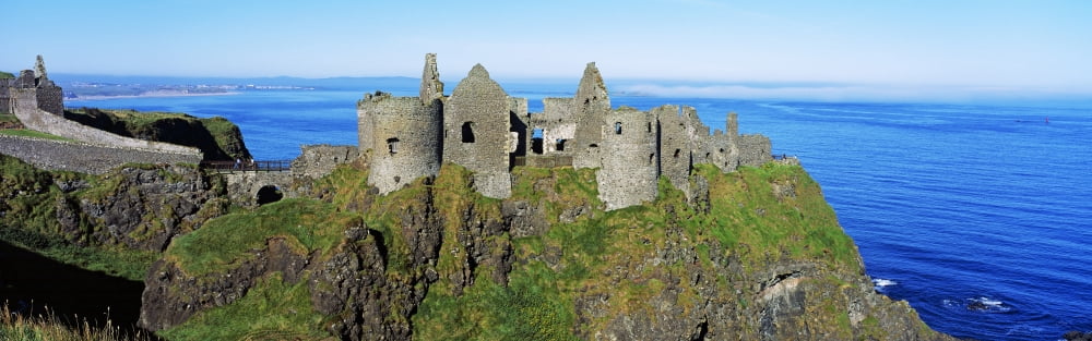 Posterazzi Castle On A Cliff Dunluce Castle County Antrim Northern Ireland Canvas Art - The Irish Image Collection Design Pics (44 x 14)